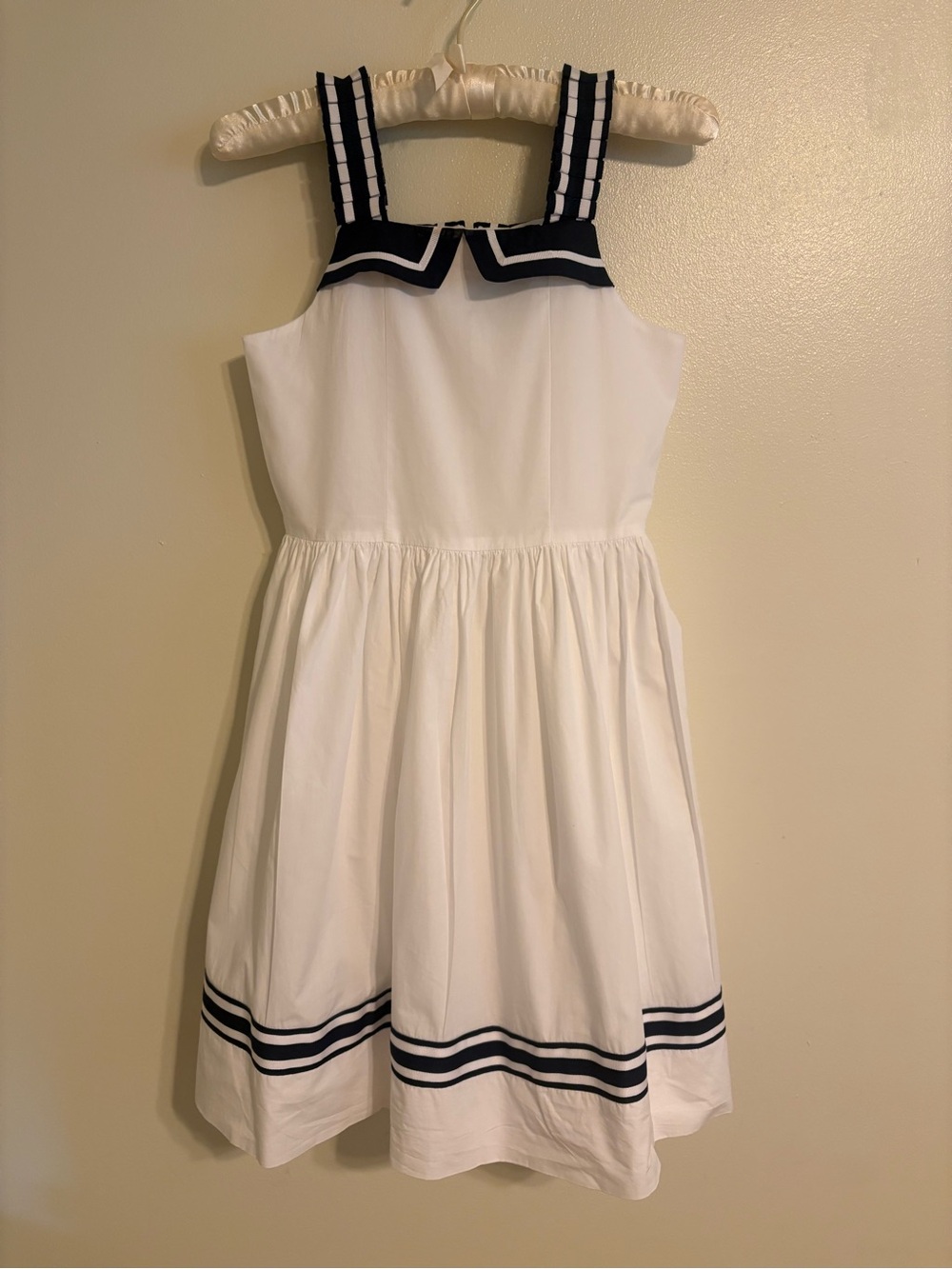 White Girls' Nautical Trim Cotton Dress